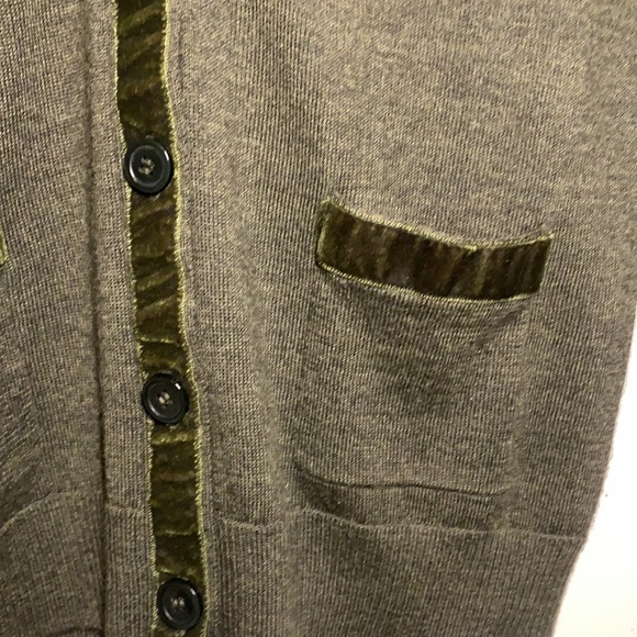 J.Crew Harlow Velvet Trimmed Cardigan in Olive Green - Picture 5 of 7